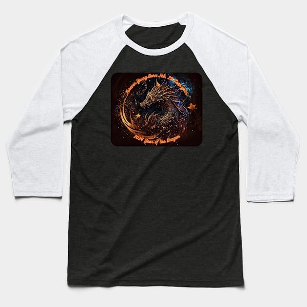 2024 Forever Young Leap Year Dragon Baseball T-Shirt by Spacetrap